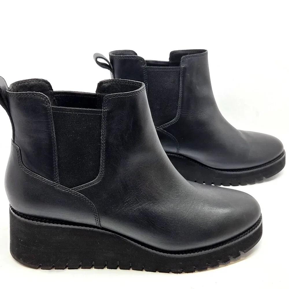 Cole Haan CITY Zerogrand Womens Black Waterproof Wedge Chelsea Boots US 11 B
